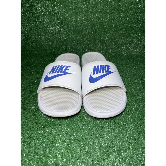 Nike Benassi JDI Slides Beach Gym Mens Size‎ 12 343880-102 White/Blue Sandals - Picture 5 of 8